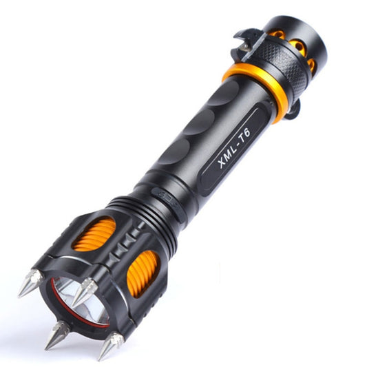 Outdoor LED T6 Strong Light Rechargeable Flashlight Car Safety Hammer Multi-Function Aelf-Defense Flashlight