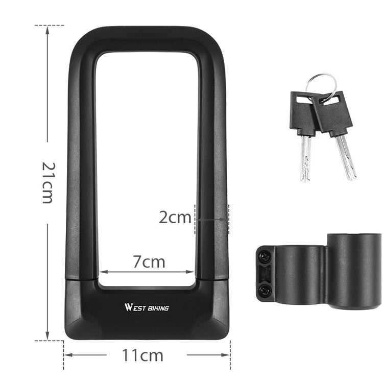 West Biking Silicone U-Shaped Lock Bicycle Lock Universal Waterproof Anti-Collision Alloy Key Lock