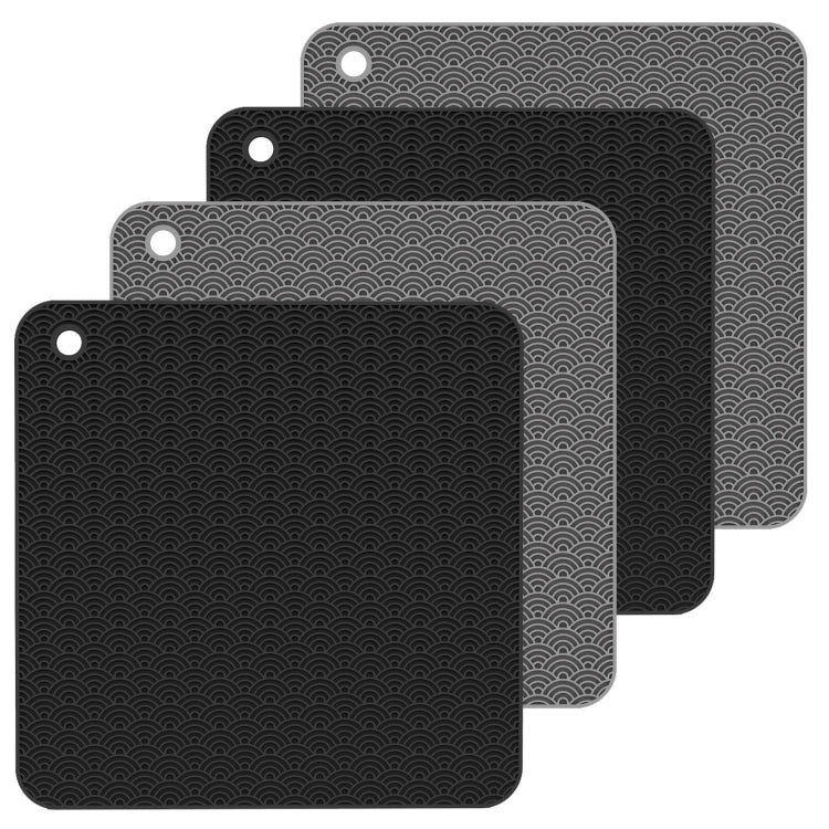 Geometry Kitchen Silicone Pot Holder Heat Insulation Pad Round(Black)