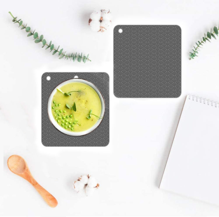 Geometry Kitchen Silicone Pot Holder Heat Insulation Pad Round(Black)