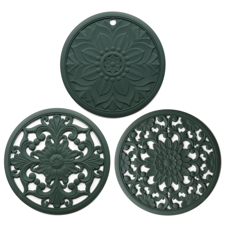 3 in 1 Hollow Flower Silicone Heat Insulation Pad Anti-Scalding Pot Bowl Pad Set