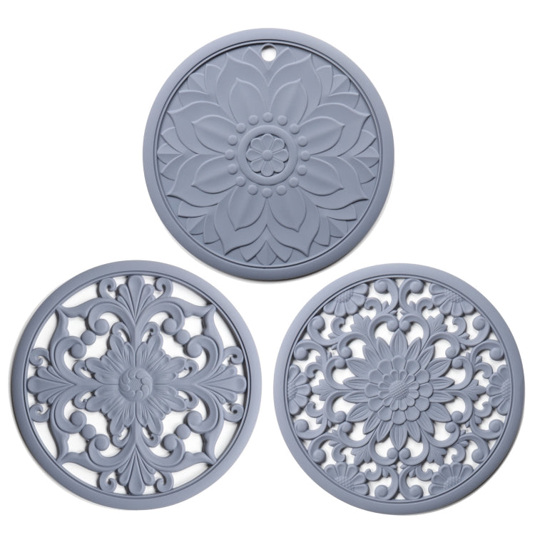 3 in 1 Hollow Flower Silicone Heat Insulation Pad Anti-Scalding Pot Bowl Pad Set