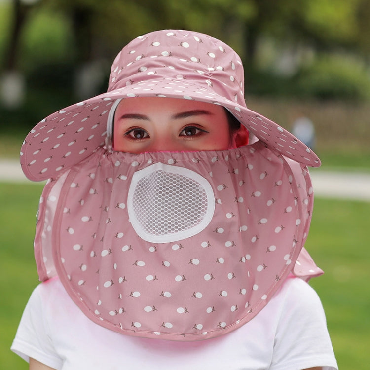 2 PCS Cherry Printing Isolation Cap Sunscreen Face-Covering Outdoor Travel Hat Cap