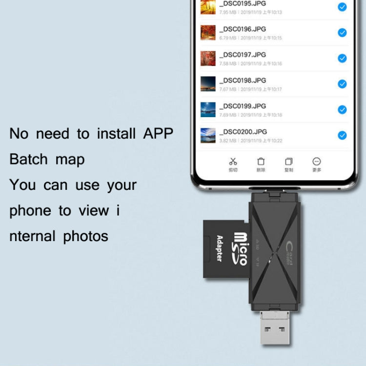 YH-109 SD/TF/Type-C/Micro USB/USB Computer PC Mobile Phone OTG Card Reader