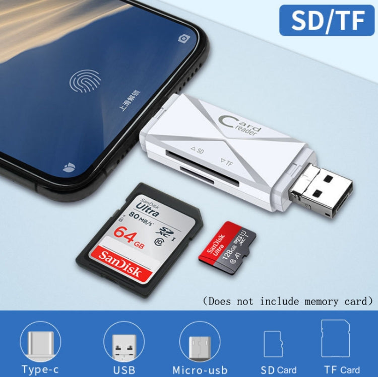 YH-109 SD/TF/Type-C/Micro USB/USB Computer PC Mobile Phone OTG Card Reader