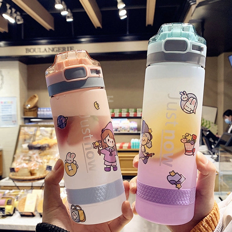 Cartoon Girl Straw Cup Fresh Frosted Gradient Scale Plastic Cup Portable Cup