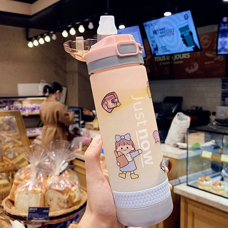 Cartoon Girl Straw Cup Fresh Frosted Gradient Scale Plastic Cup Portable Cup