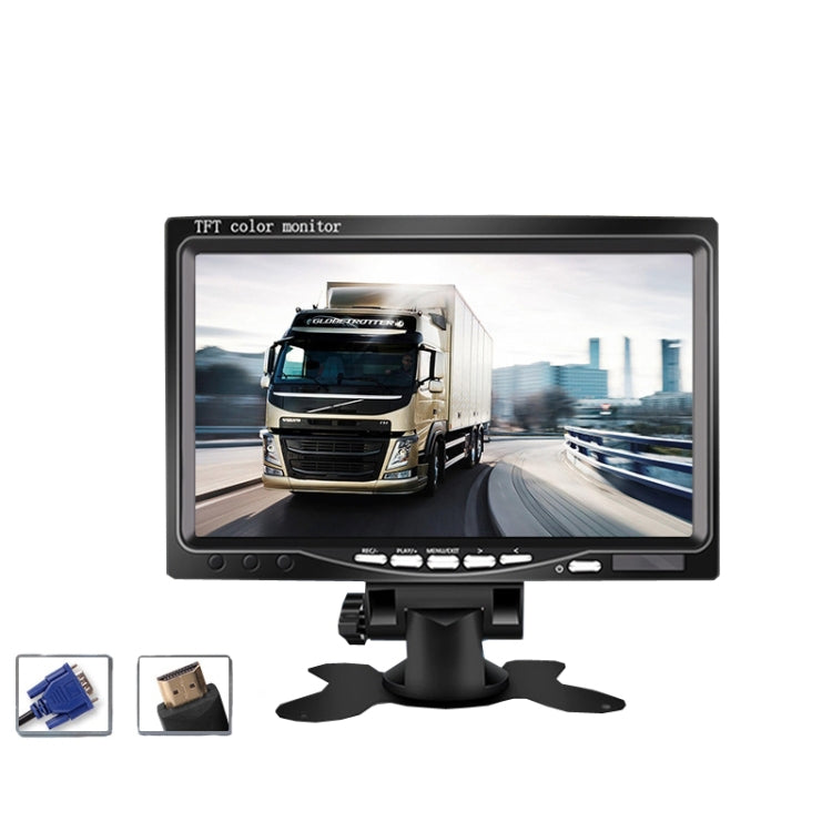 YB-700A-1 7 Inch 12/24V HD Car Monitor Display HDMI VGA AV Interface Home Computer Video Player Resolution:
