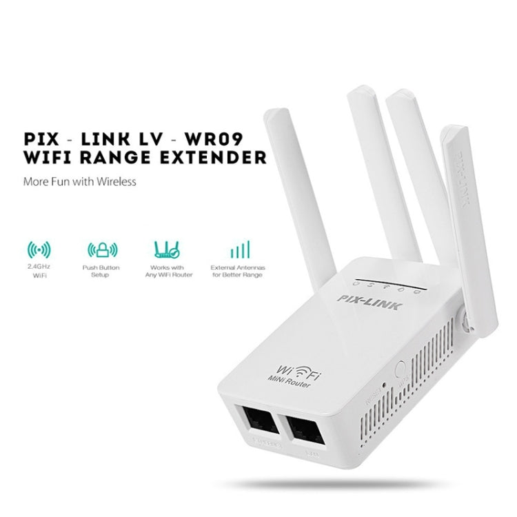 PIX-LINK LV-WR09 300Mbps WiFi Range Extender Repeater Mini Router