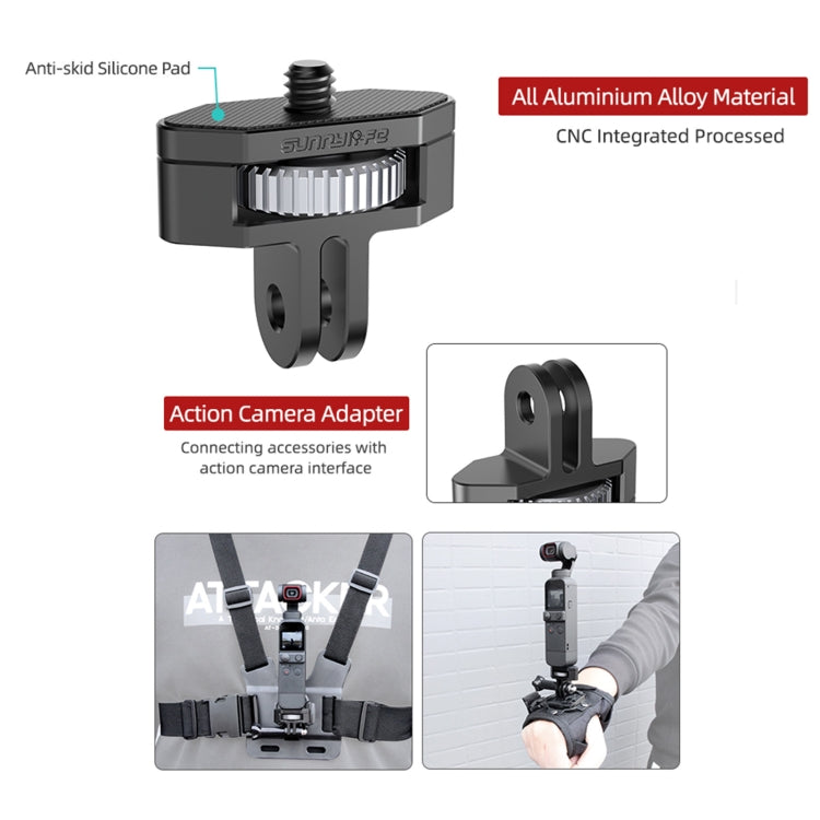 Sunnylife 1/4 inch Metal Adjustable Adapter For DJI Pocket 2 / FIMI PALM 2 / Insta360 One X-2