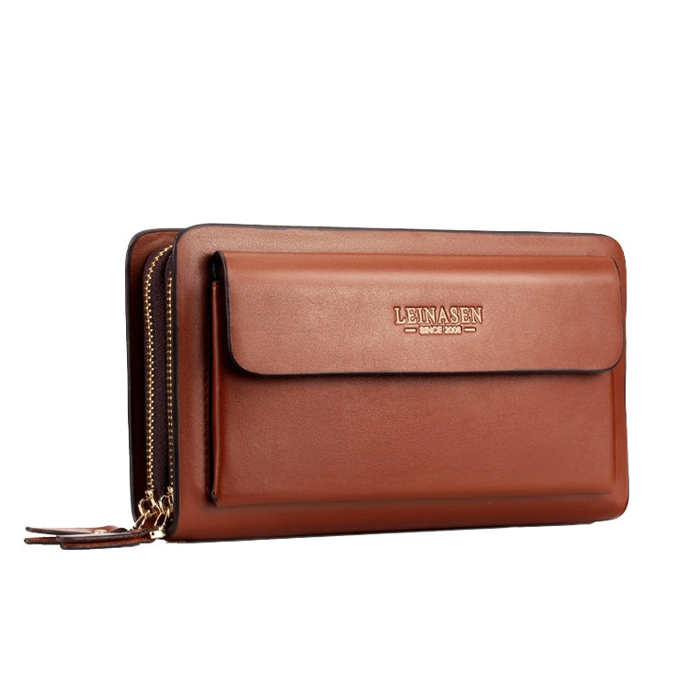 LEINASEN A82 Handbag Men Business Clips Long Big Capacity Casual Multi-Card Zipper