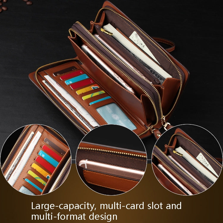 LEINASEN A82 Handbag Men Business Clips Long Big Capacity Casual Multi-Card Zipper