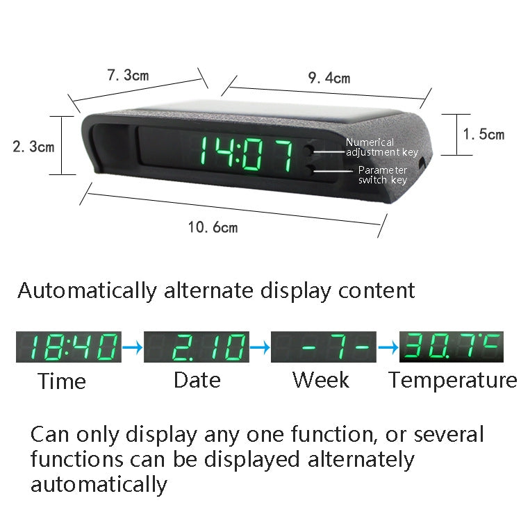Solar Night Light Car Clock Automotive Electronic Clock Temperature