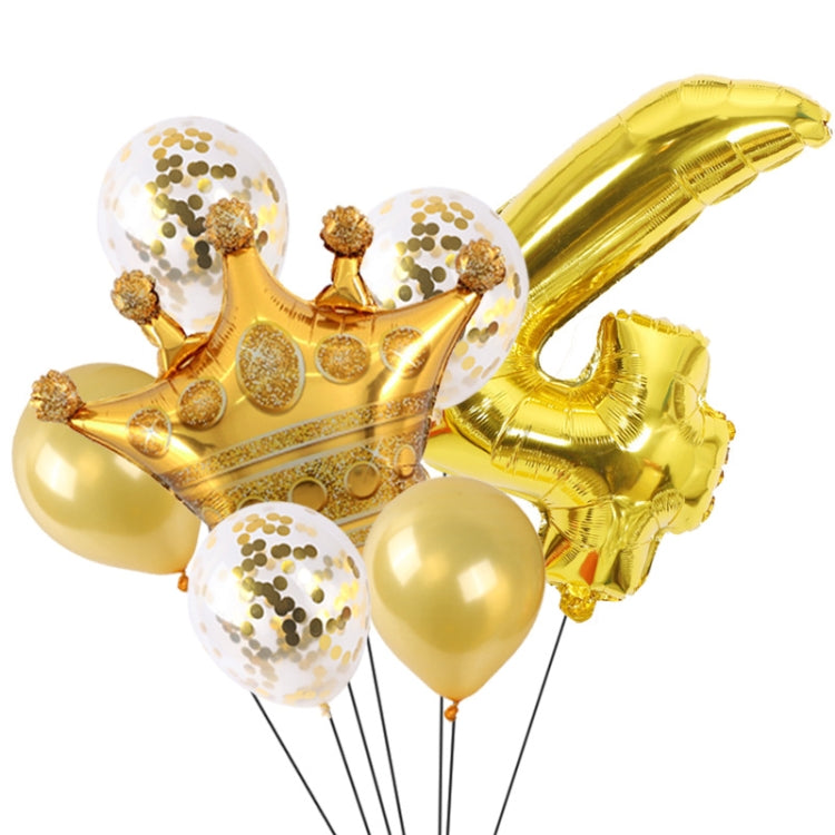 2 PCS Birthday Baby Children Golden Crown Aluminum Film Number Balloon Set Wedding Scene Decoration