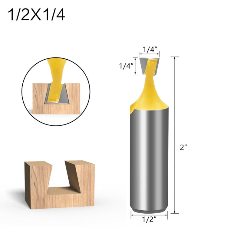 1/2 Handle Dovetail Cutter Wood Engraving Small Milling Cutter, Specification:, 1/2x1/4mm, 1/2x3/8mm, 1/2x1/2mm, 5 PCS/Set, 1/2x5/8mm, 1/2x3/4mm