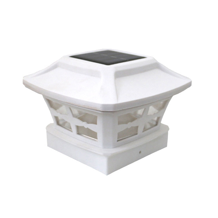 4 inch Outdoor Solar Column Lamp White + Warm White Light Garden Lamp