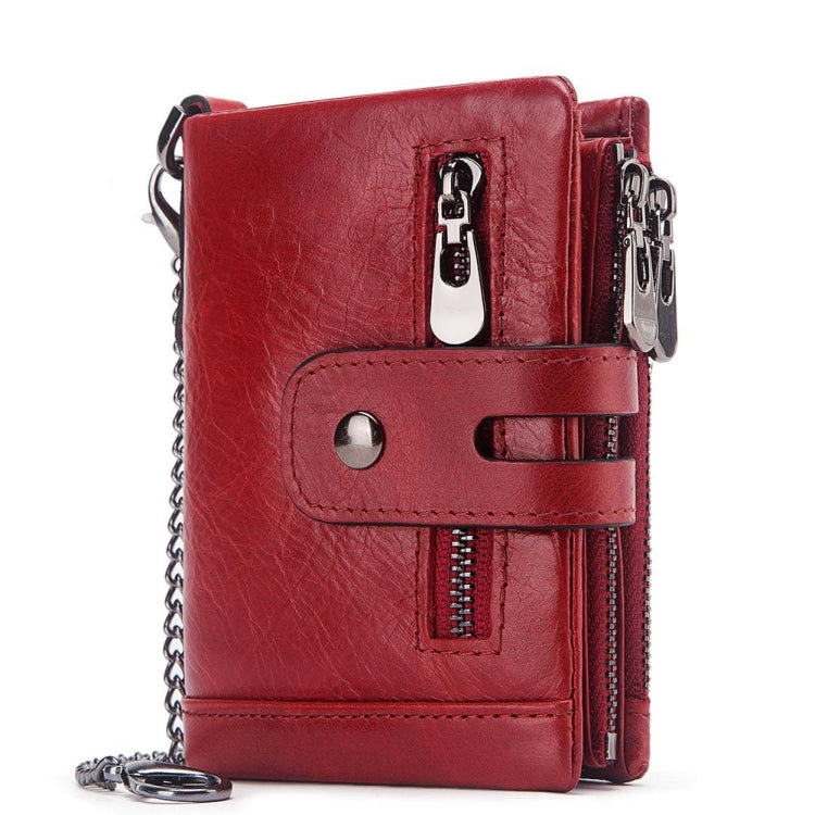 RFID Anti-Theft Swipe Wallet Tri-Fold Multi-Card Slot Crazy Horse Leather Men Leather Wallet
