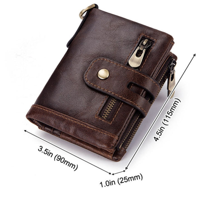 RFID Anti-Theft Swipe Wallet Tri-Fold Multi-Card Slot Crazy Horse Leather Men Leather Wallet
