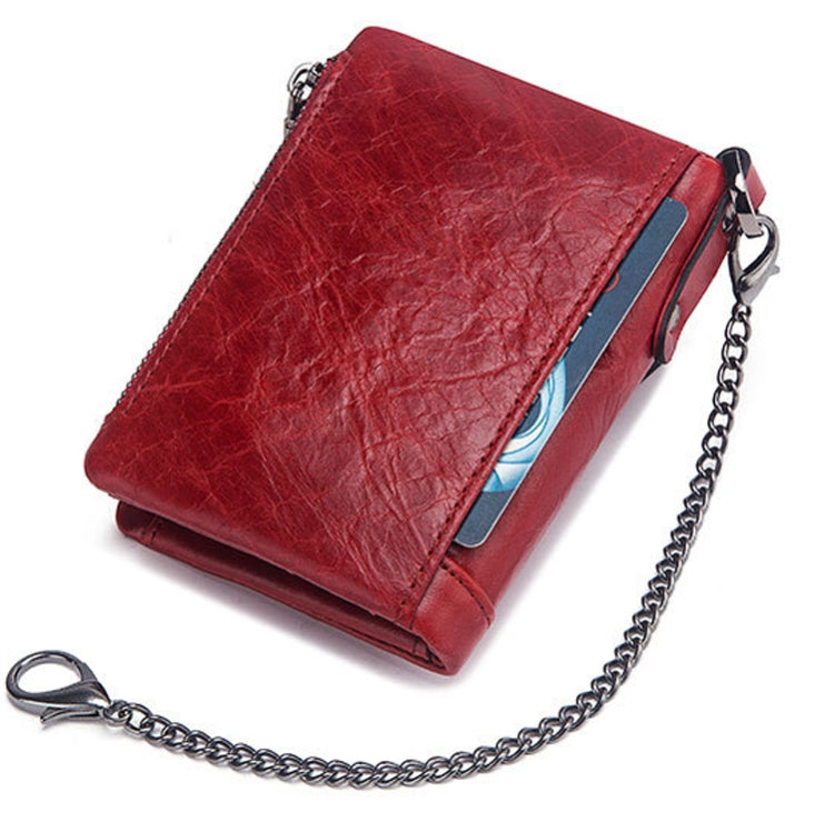 RFID Anti-Theft Swipe Wallet Tri-Fold Multi-Card Slot Crazy Horse Leather Men Leather Wallet