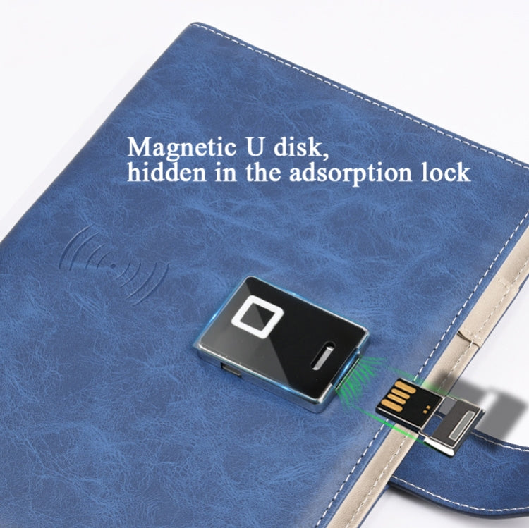 A5 Multi-Function Fingerprint Unlocking Notebook Can Record 10 Fingerprints, Fingerprint Lock + 16G U Disk, Only With Fingerprint Lock