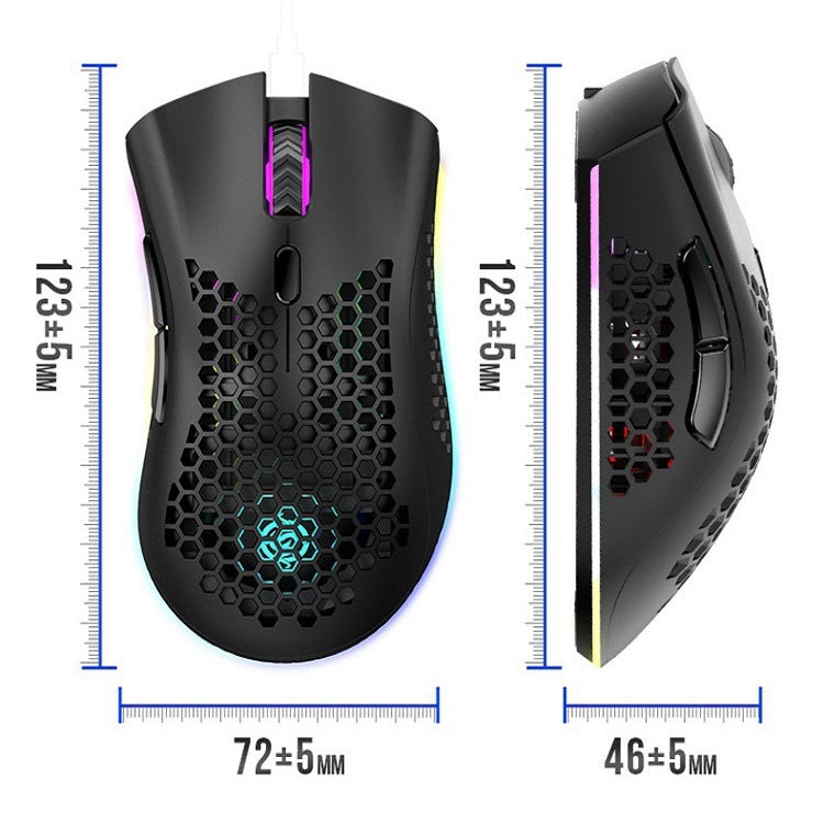 K-Snake BM600 1600 DPI 7-keys Hollow Lightweight Wireless Charging RGB Colorful Gaming Mouse