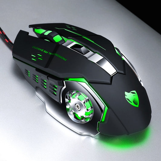 T-WOLF V6 USB Interface 6-Buttons 3200 DPI Wired Mouse Gaming Mechanical Macro Programming 7-Color Luminous Gaming Mouse, Cable Length: 1.5m