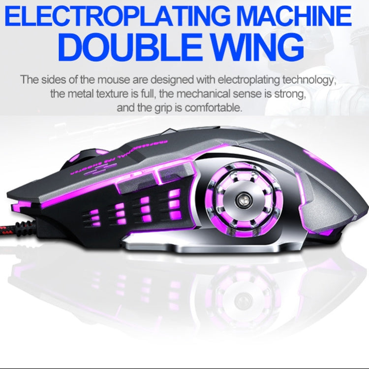 T-WOLF V6 USB Interface 6-Buttons 3200 DPI Wired Mouse Gaming Mechanical Macro Programming 7-Color Luminous Gaming Mouse, Cable Length: 1.5m