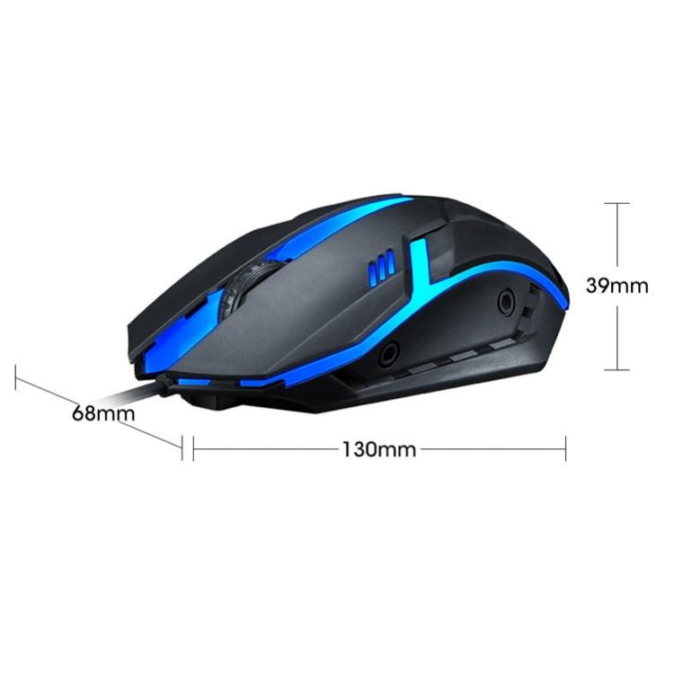 2 PCS T-WOLF V1 USB Interface 3-Buttons 1200 DPI Wired Mouse 7-Color Backlit Gaming Mouse, Cable Length: 1.35m