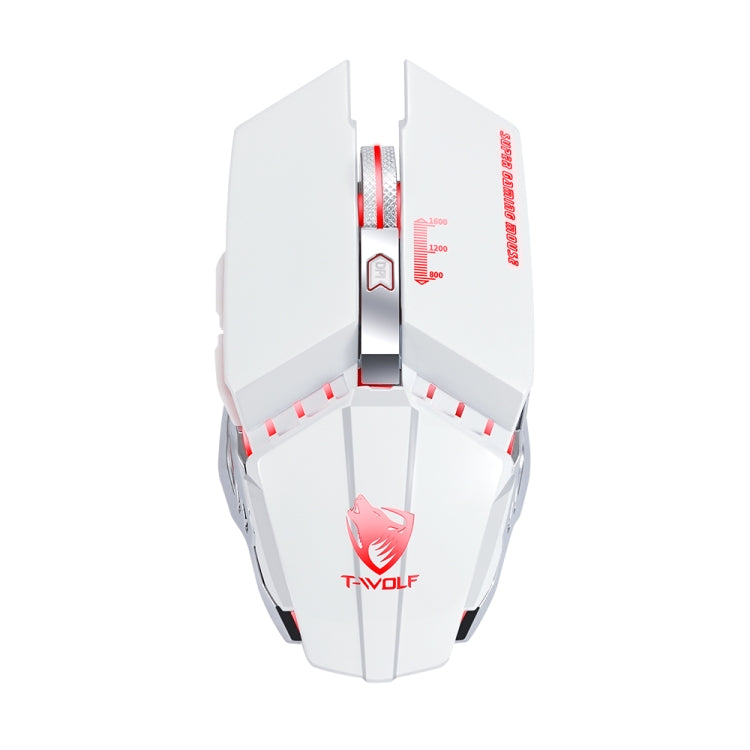 T-WOLF Q15 6-Buttons 1600 DPI Wireless Rechargeable Mute Office Gaming Mouse with 7 Color Breathing Light