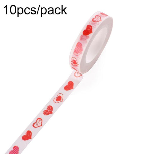 10pcs Paper Tape Hand Ledger Decoration Sticker, 8mmx10m, Red Love SM-11, Black Scissors SM-12, Colorful Clip SM-13, Colorful Fish SM-14, Weather SM-15, Clip Needle SM-16, Love English SM-18, Fresh Strawberry SM-19, Snowflake SM-20, Pencil SM-21       ...