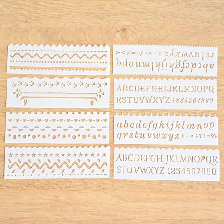 HB-9 Long Series 8 in 1 Drawing Ruler Hand Account Multi-Function Hollow Flower Edge Filling Template