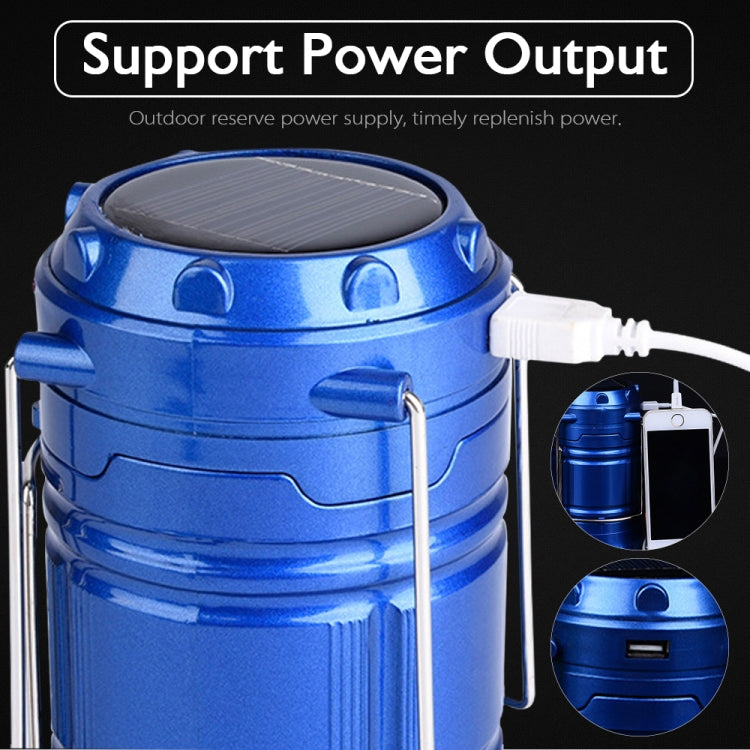 LED Tent Light Solar Rechargeable Camping Light Stretchable Multifunctional Lantern, Support USB Output