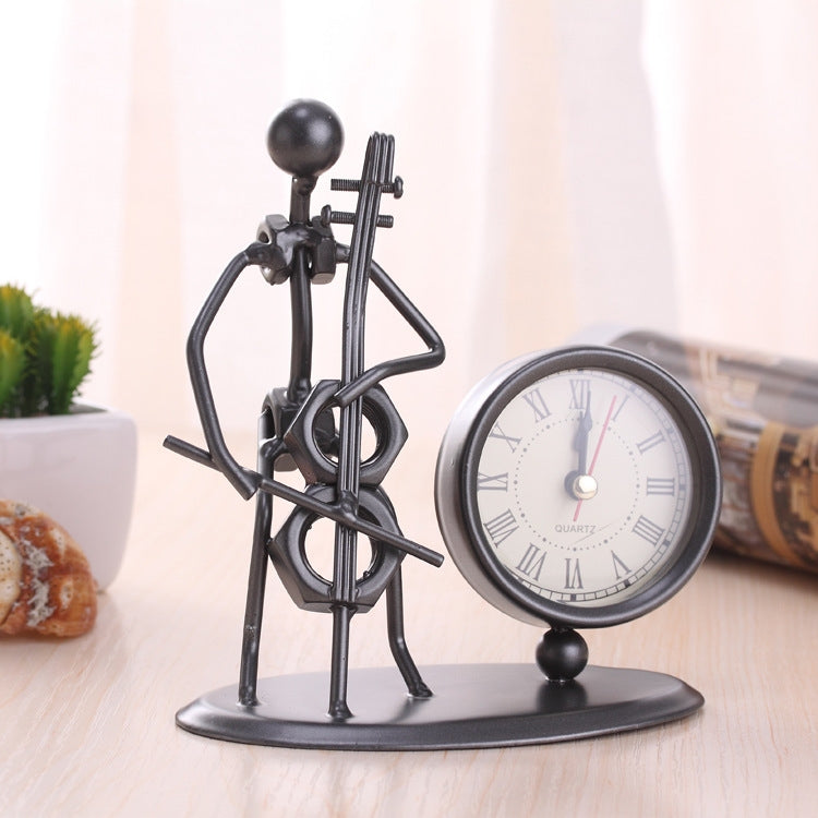 Iron Stainless Steel Small Table Clock Retro Personality Clock Birthday Gift