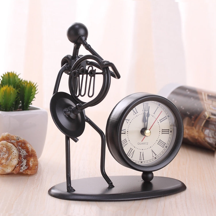Iron Stainless Steel Small Table Clock Retro Personality Clock Birthday Gift