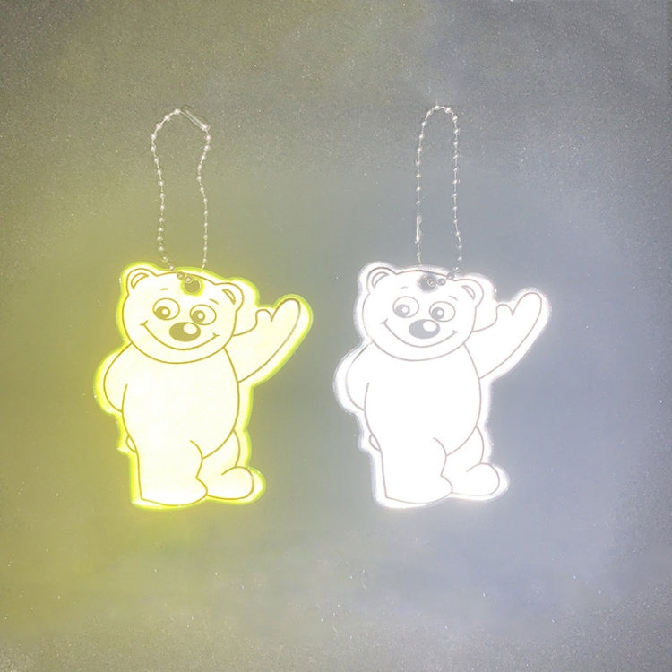 2pcs Bear Type Waterproof Reflective Pendant Schoolbag Ornaments Night Riding Traffic Safety Reflector Random Colour Delivery