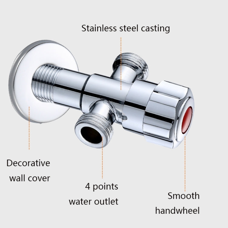 Stainless Steel Double Outlet Angle Valve Single Handle Double Control 1 In 2 Out Electroplating Wire Drawing Angle Valve