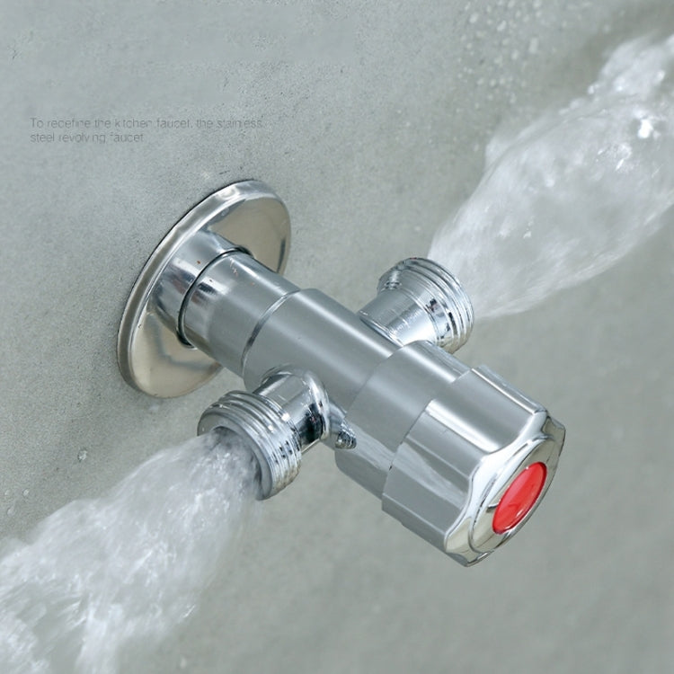 Stainless Steel Double Outlet Angle Valve Single Handle Double Control 1 In 2 Out Electroplating Wire Drawing Angle Valve