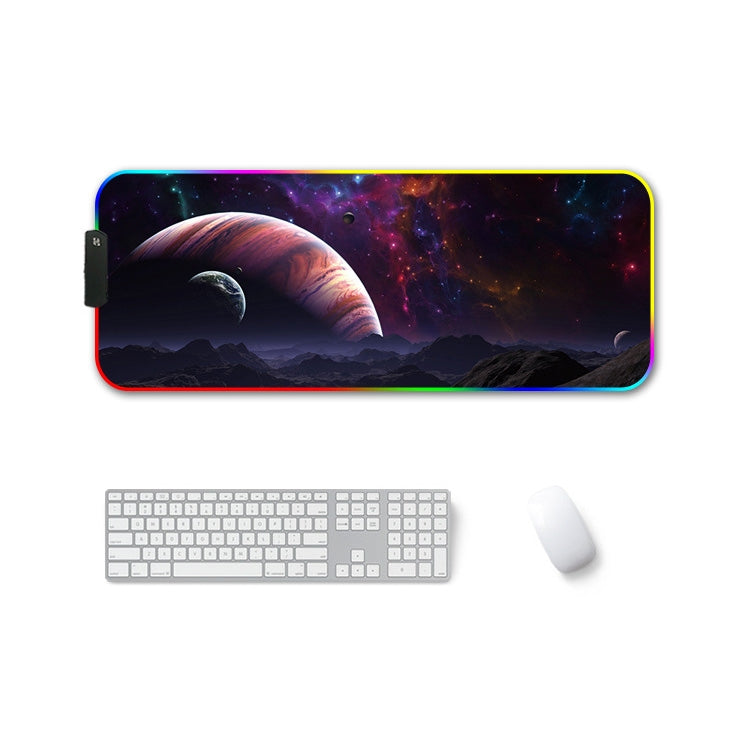 F-01 Rubber Thermal Transfer RGB Luminous Non-Slip Mouse Pad, 260x390x3mm, 260x390x4mm