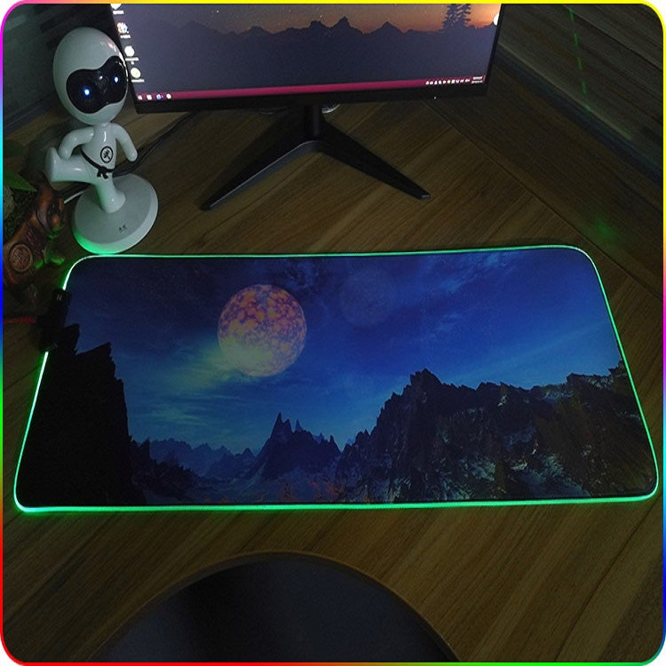 F-01 Rubber Thermal Transfer RGB Luminous Non-Slip Mouse Pad, 300x350x3mm, 300x350x4mm