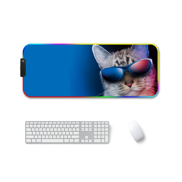 F-01 Rubber Thermal Transfer RGB Luminous Non-Slip Mouse Pad, 400x900x3mm, 400x900x4mm