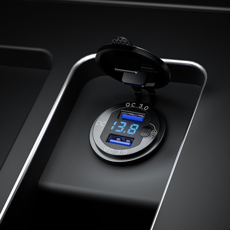 Aluminum Alloy Double QC3.0 Fast Charge With Button Switch Car USB Charger Waterproof Car Charger Specification:
