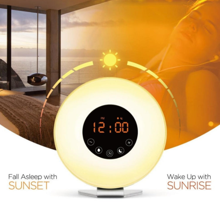 Simulated Sunrise And Sunset Sleep Light Alarm Clock with FM Radio