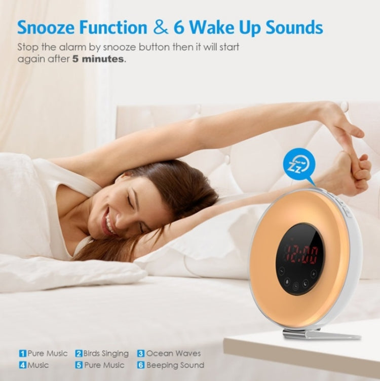 Simulated Sunrise And Sunset Sleep Light Alarm Clock with FM Radio