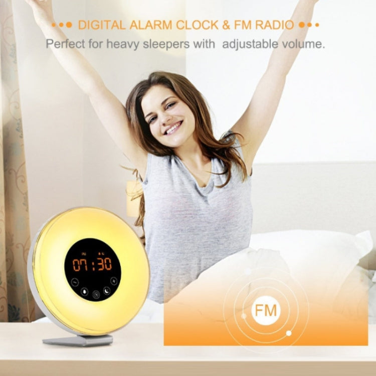Simulated Sunrise And Sunset Sleep Light Alarm Clock with FM Radio