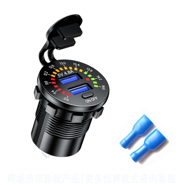 Car Motorcycle Ship Modified With Colorful Screen Display USB Dual QC3.0 Fast Charge Car Charger