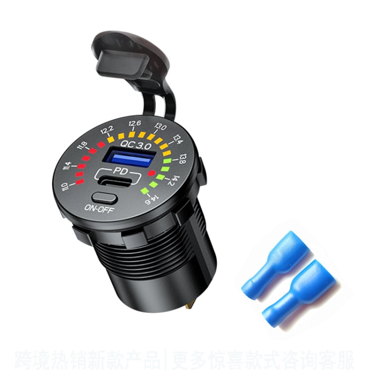 Car Motorcycle Ship Modified With Colorful Screen Display USB Dual QC3.0 Fast Charge Car Charger