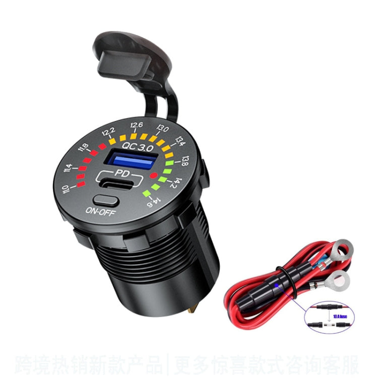 Car Motorcycle Ship Modified With Colorful Screen Display USB Dual QC3.0 Fast Charge Car Charger
