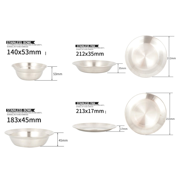 CLS Outdoor Stainless Steel Tableware Portable Camping Dinner Bowl Plate Kit