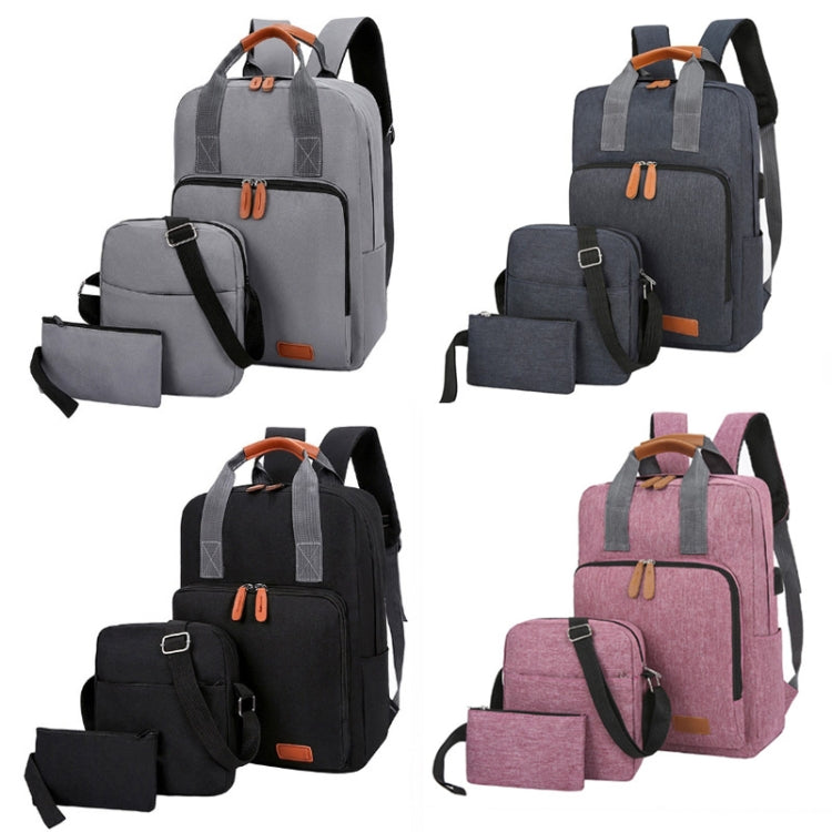 3 In 1 Travel Backpack Student School Bag USB Computer Backpack