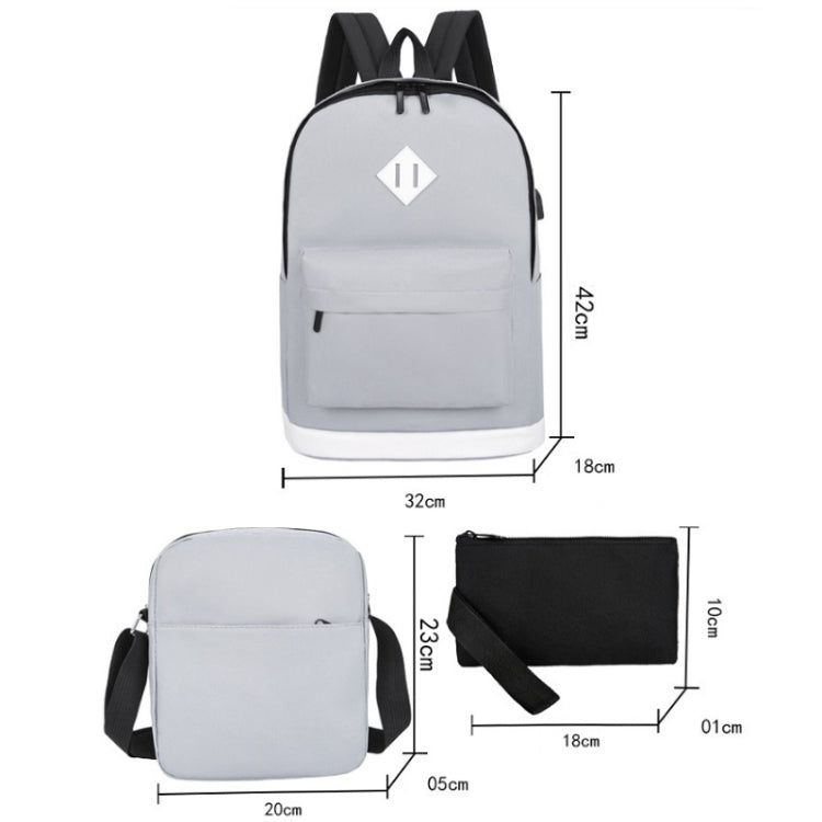 3 in 1 College Style Casual Backpack Student USB Charging Backpack